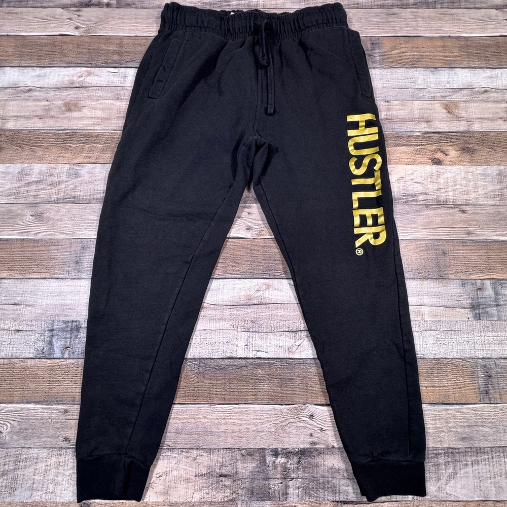 Hustler 50th Anniversary Womens Large Black Gold Logo Sweatpants Joggers